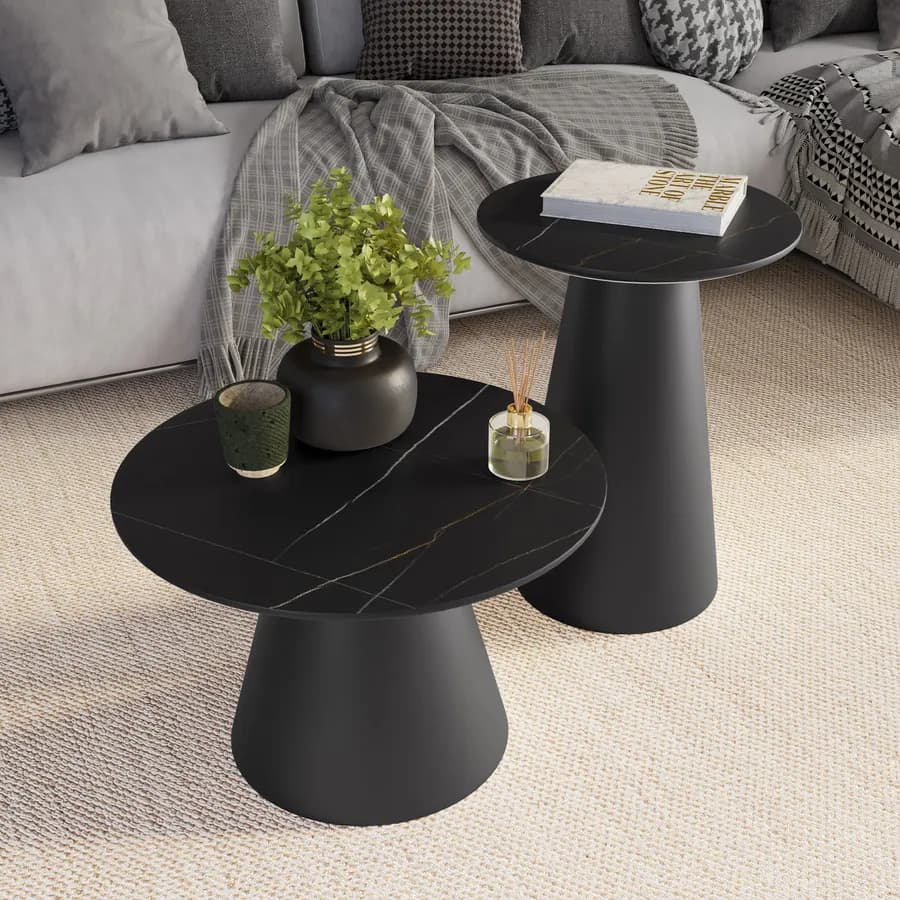 Tavolino rotondo 60 cm in legno nero - Gourmel