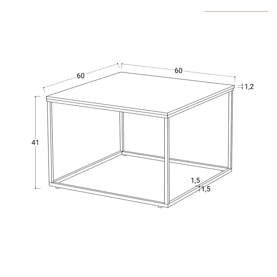 Tavolino 60x41h cm con top in ceramica effetto marmo grigio e base in metallo nero - Kepner