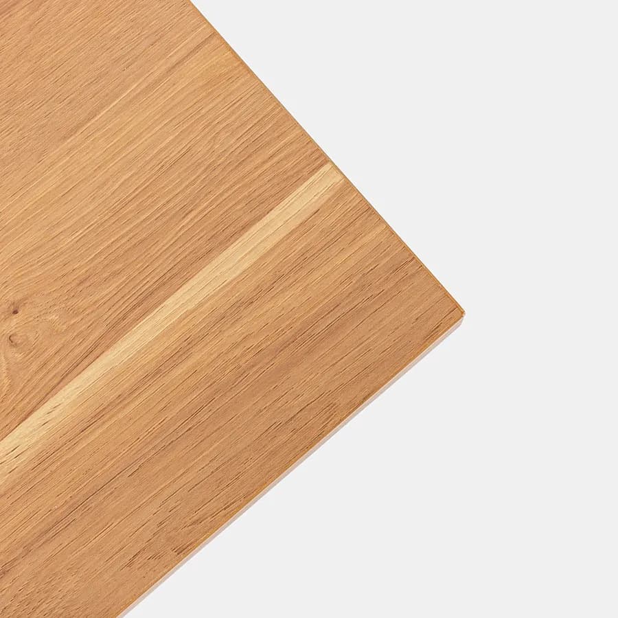 Tavolo da pranzo 60x60 cm con top effetto rovere e base in metallo nero - Caio