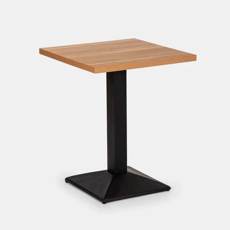 Tavolo da pranzo 60x60 cm con top effetto rovere e base in metallo nero - Caio