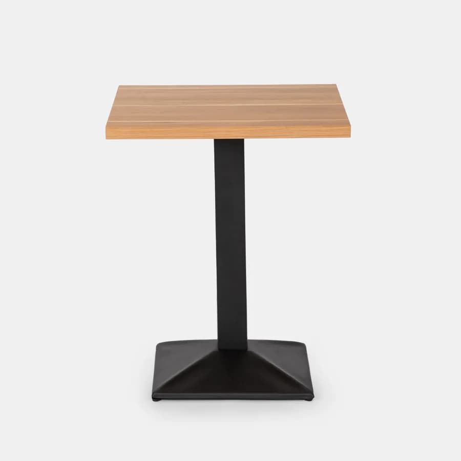 Tavolo da pranzo 60x60 cm con top effetto rovere e base in metallo nero - Caio