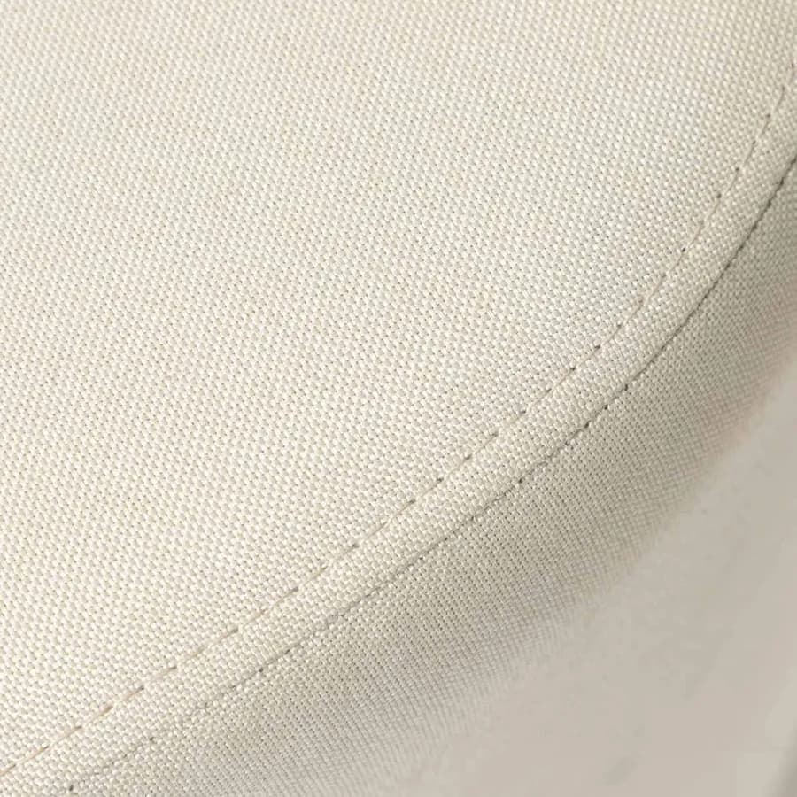 Tavolino 78x45h cm piano effetto legno con due pouf estraibili in tessuto bianco - Bonnie