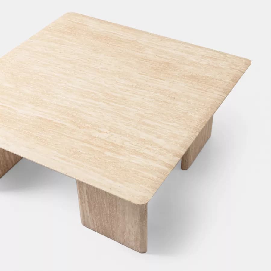 Tavolino 80x80 cm beige effetto travertino - Osbert