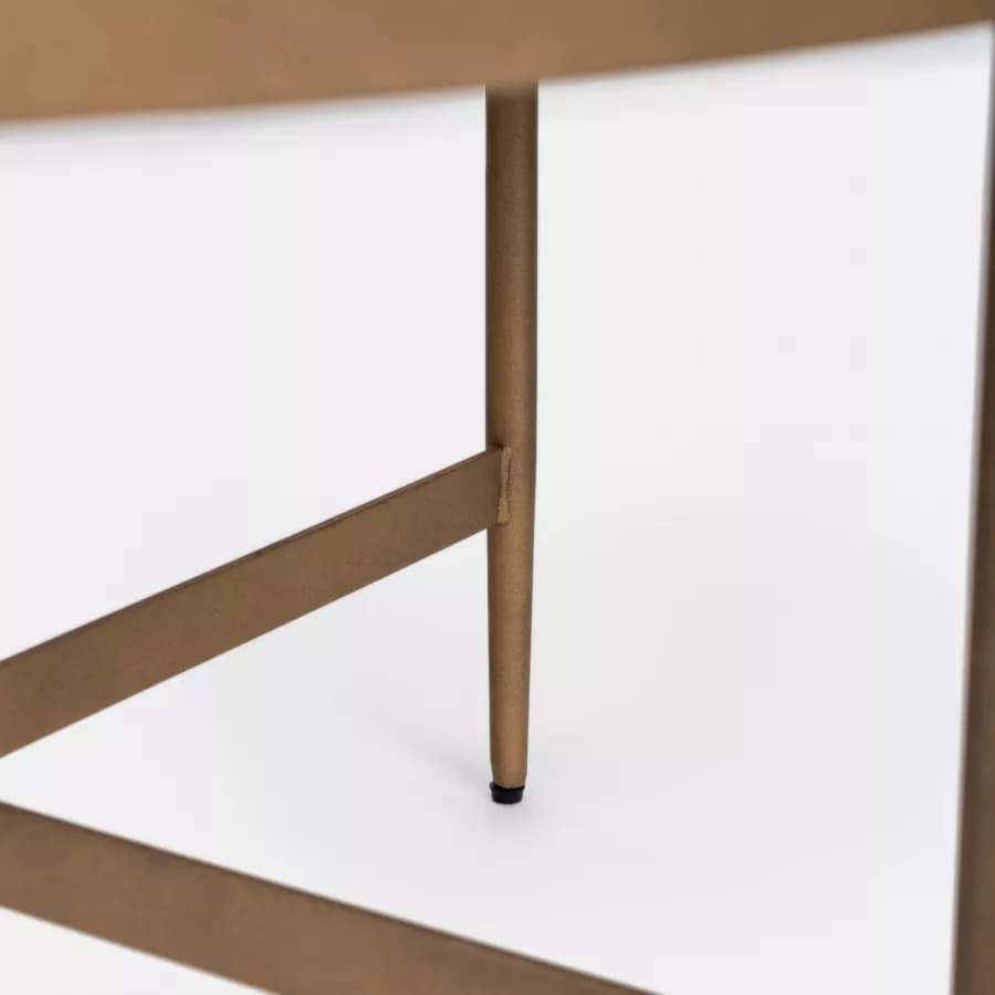 Tavolino 90 cm con piano effetto marmo bianco e base oro - Clarity