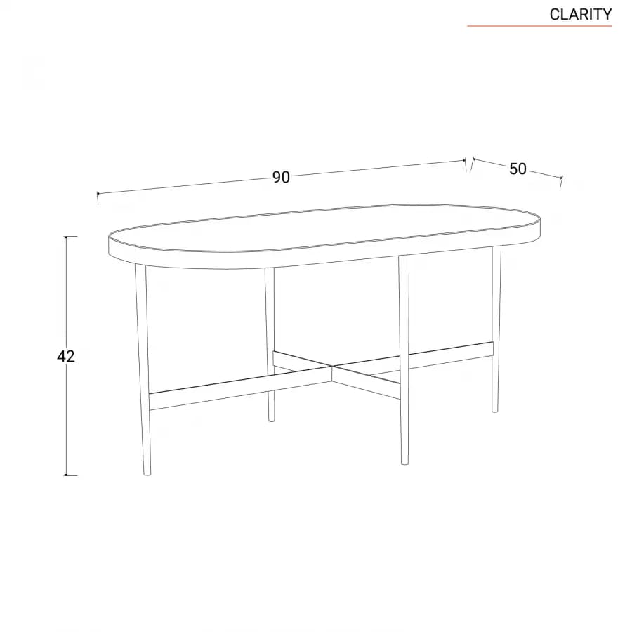 Tavolino 90 cm con piano effetto marmo bianco e base oro - Clarity