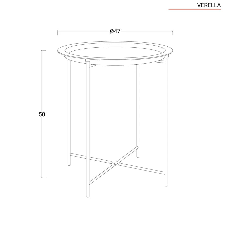 Tavolino da esterno rotondo 47 cm in metallo nero con gambe pieghevoli e piano removibile - Verella