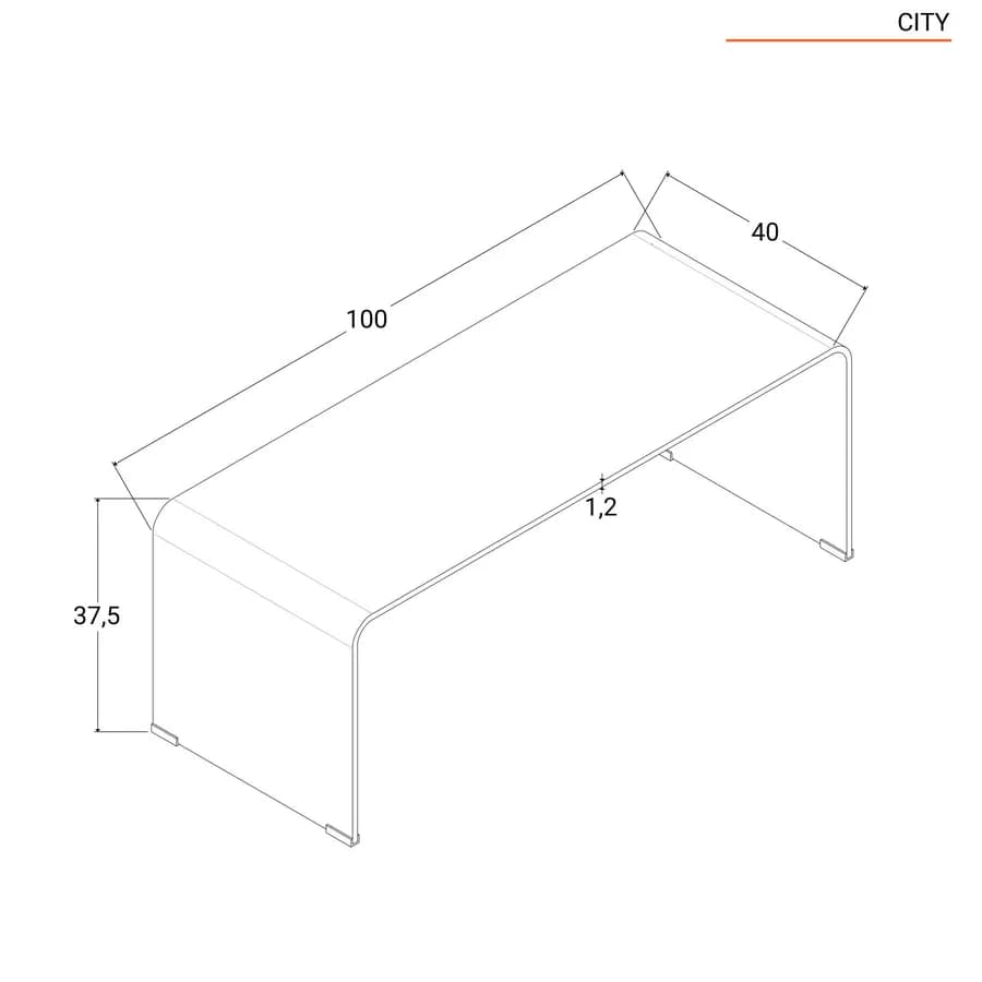 Tavolino 100x40 cm in vetro trasparente - City