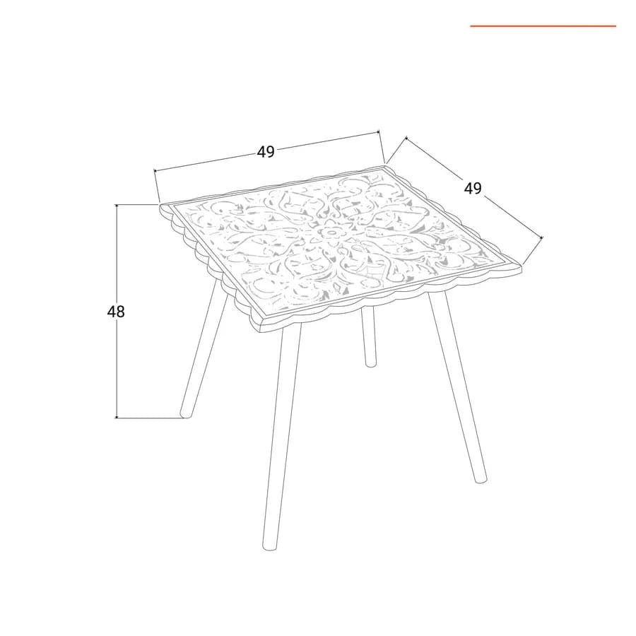 Tavolino 49x49 cm con gambe in legno di pino e top bianco - Vanny