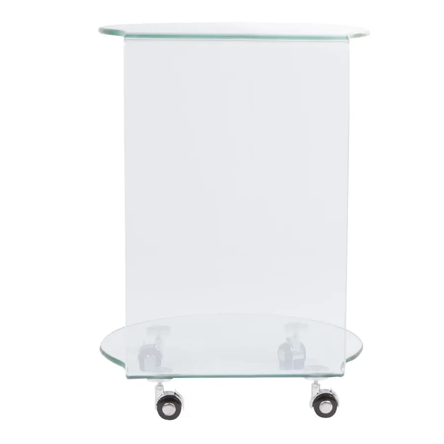 Tavolino 45 cm in vetro trasparente con 4 ruote - City