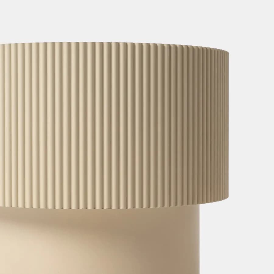 Tavolino contenitore 38 cm in legno cannettato beige con top effetto frassino - Birmingham