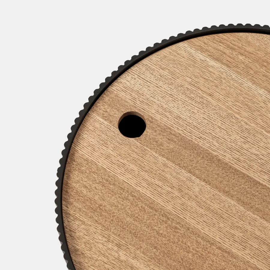 Tavolino contenitore 38 cm in legno cannettato nero con top effetto frassino - Birmingham