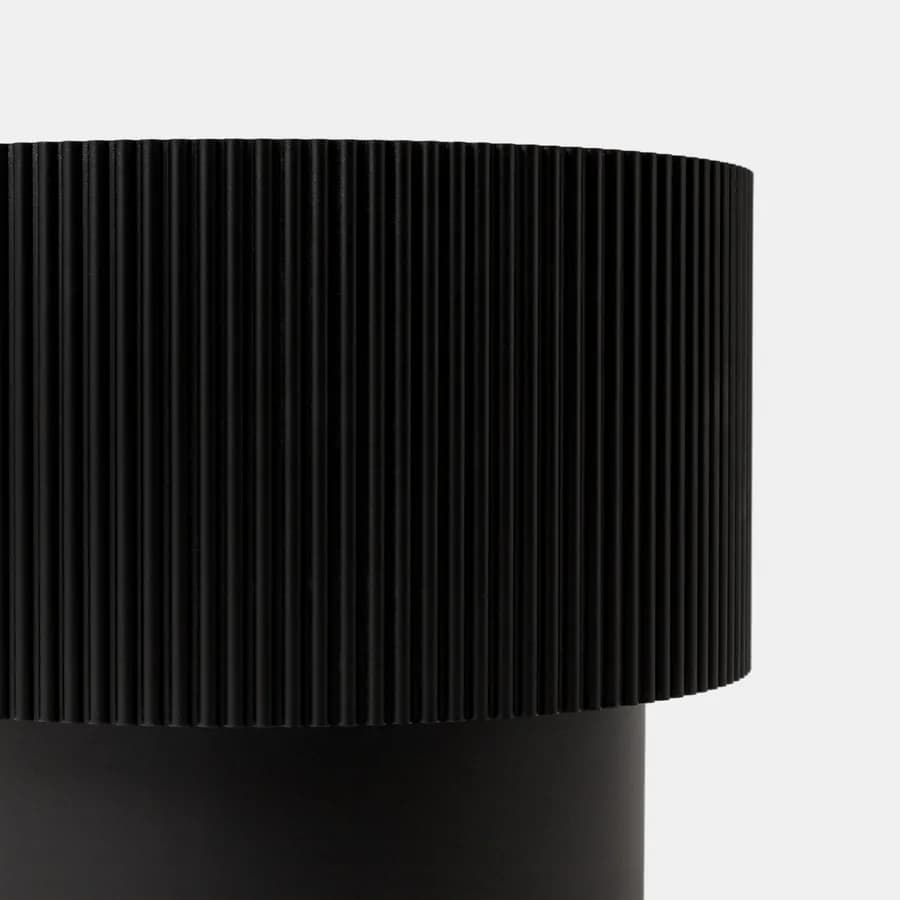 Tavolino contenitore 38 cm in legno cannettato nero con top effetto frassino - Birmingham