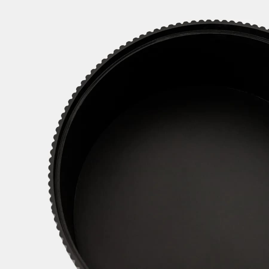 Tavolino contenitore 38 cm in legno cannettato nero con top effetto frassino - Birmingham