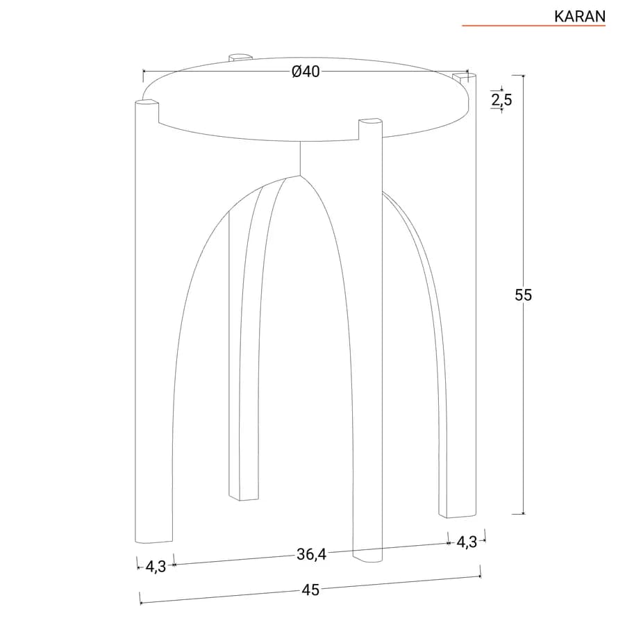 Tavolino rotondo 45x55 h cm in legno di acacia naturale - Karan