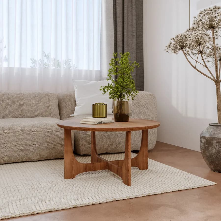 Tavolino rotondo 80 cm in legno di acacia naturale - Karan