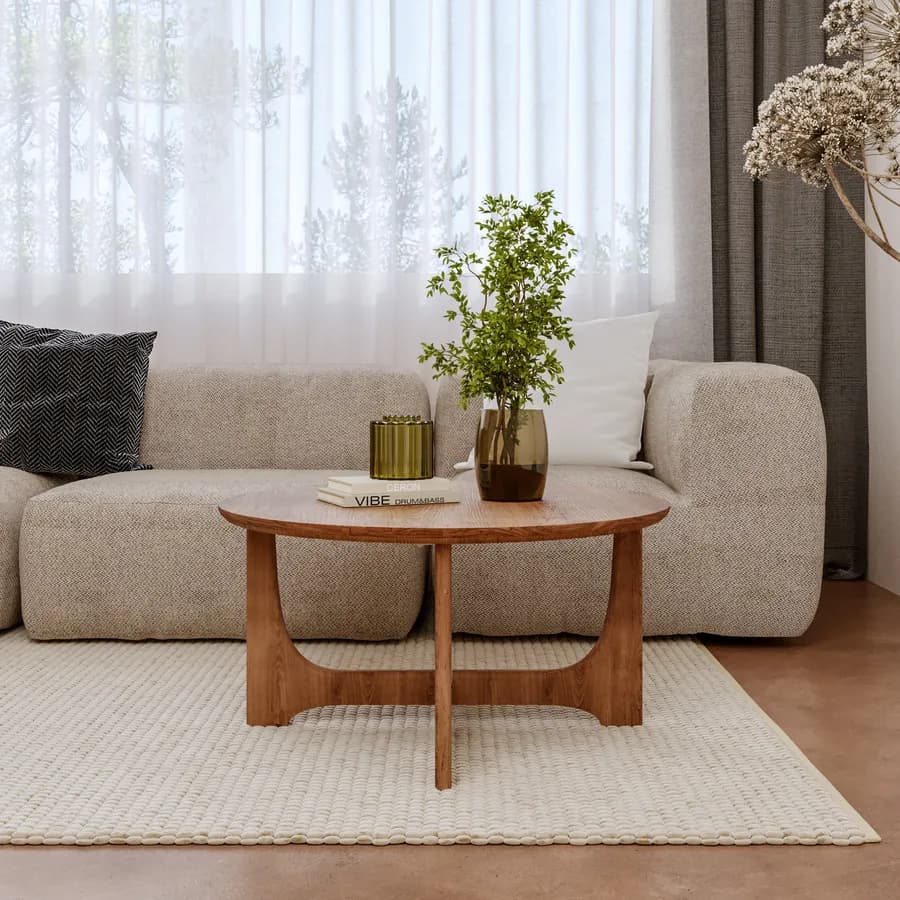 Tavolino rotondo 80 cm in legno di acacia naturale - Karan