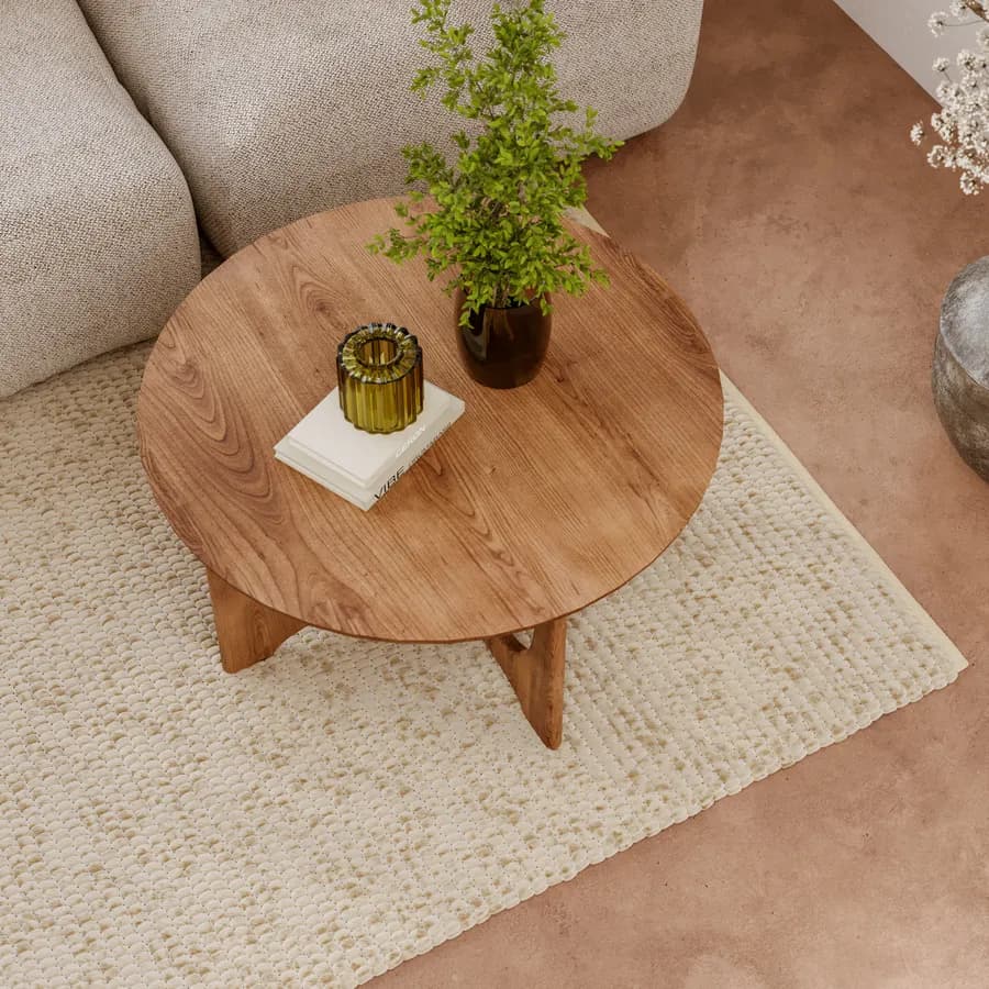 Tavolino rotondo 80 cm in legno di acacia naturale - Karan