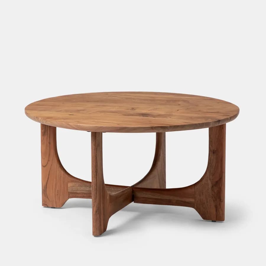 Tavolino rotondo 80 cm in legno di acacia naturale - Karan