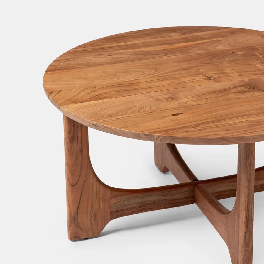 Tavolino rotondo 80 cm in legno di acacia naturale - Karan