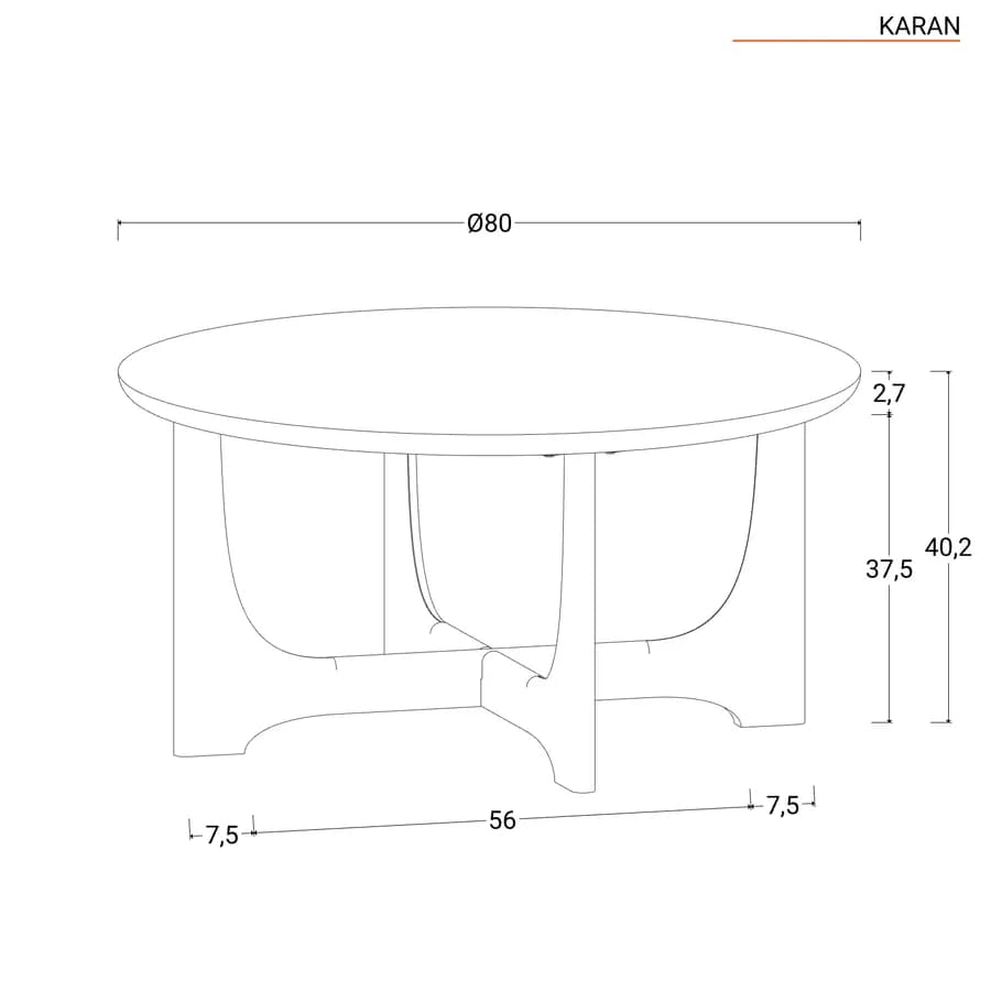 Tavolino rotondo 80 cm in legno di acacia naturale - Karan