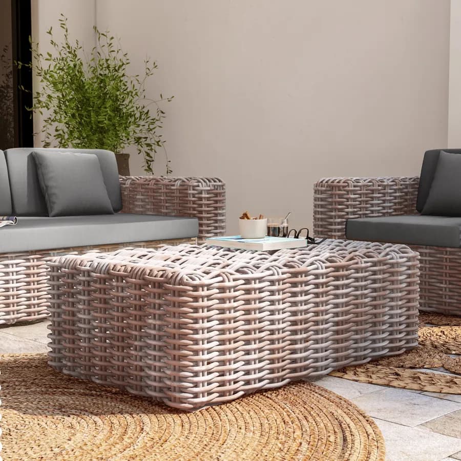 Tavolino da caffè 100x60 cm in rattan bianco - Daril