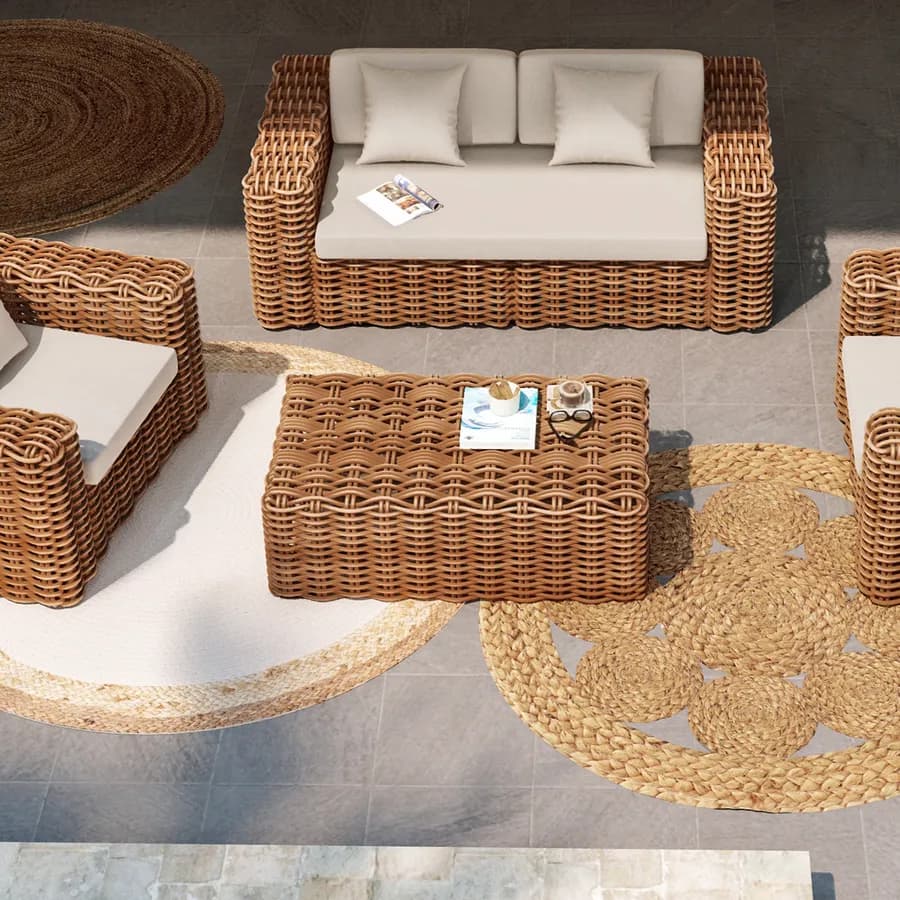 Tavolino da caffè 100x60 cm in rattan naturale - Daril
