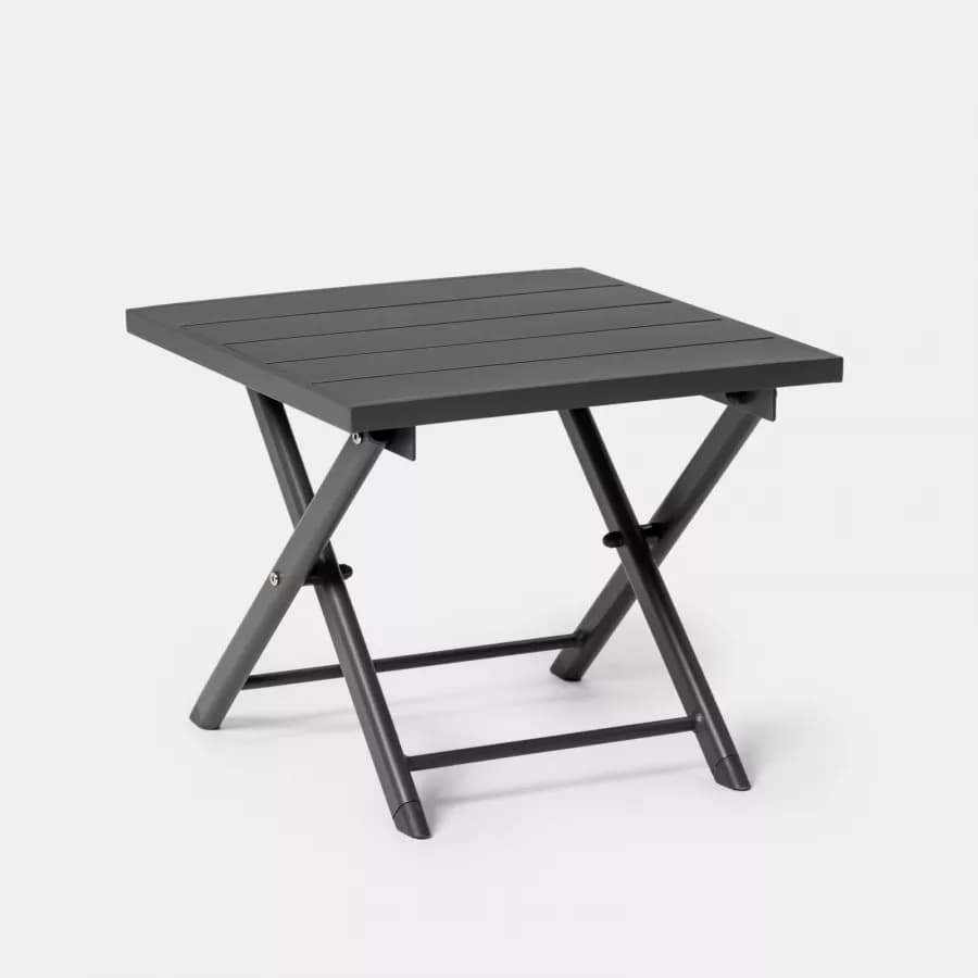 Tavolino da caffè con piano a doghe 44x43 cm in alluminio antracite - Jonit