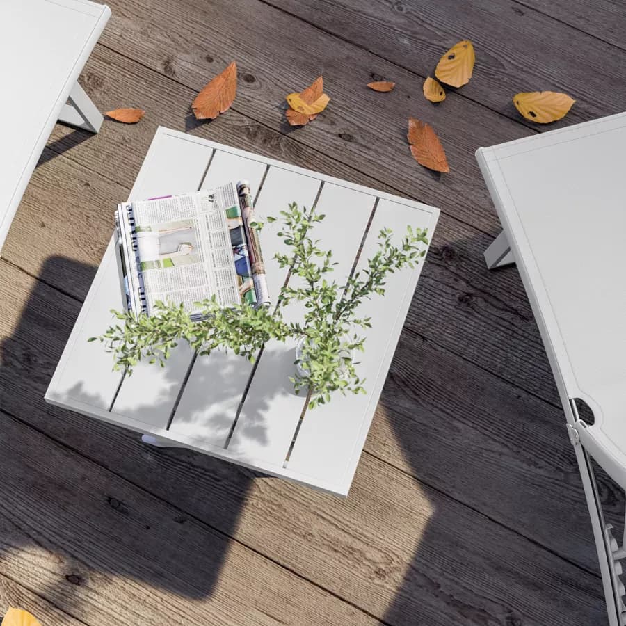 Tavolino da caffè con piano a doghe 44x43 cm in alluminio bianco - Jonit