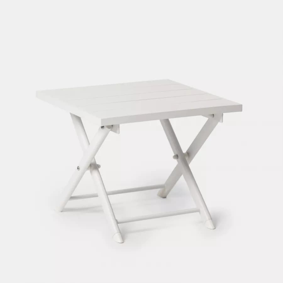 Tavolino da caffè con piano a doghe 44x43 cm in alluminio bianco - Jonit