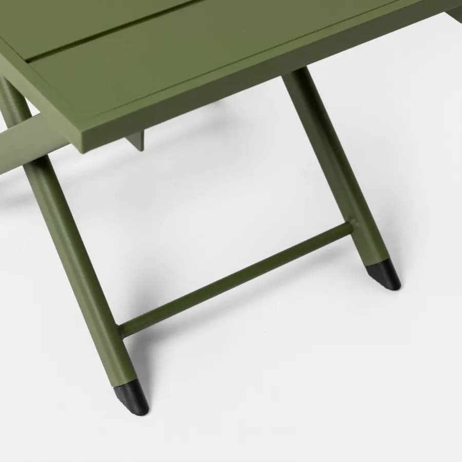 Tavolino da caffè con piano a doghe 44x43 cm in alluminio verde foresta - Jonit