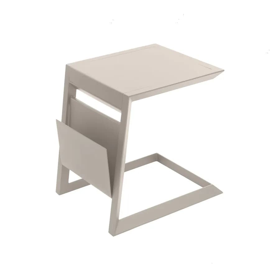 Tavolino da esterno 44x44 cm in alluminio crema con portariviste - Coza