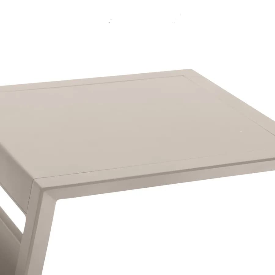Tavolino da esterno 44x44 cm in alluminio crema con portariviste - Coza