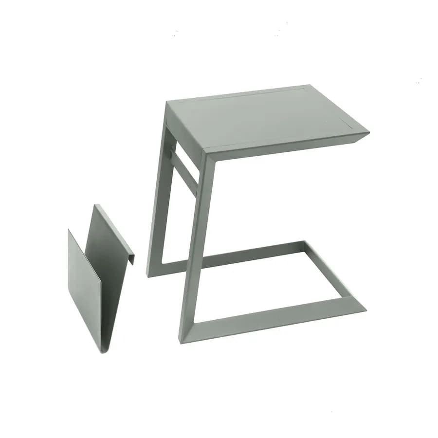 Tavolino da esterno 44x44 cm in alluminio verde alloro con portariviste - Coza