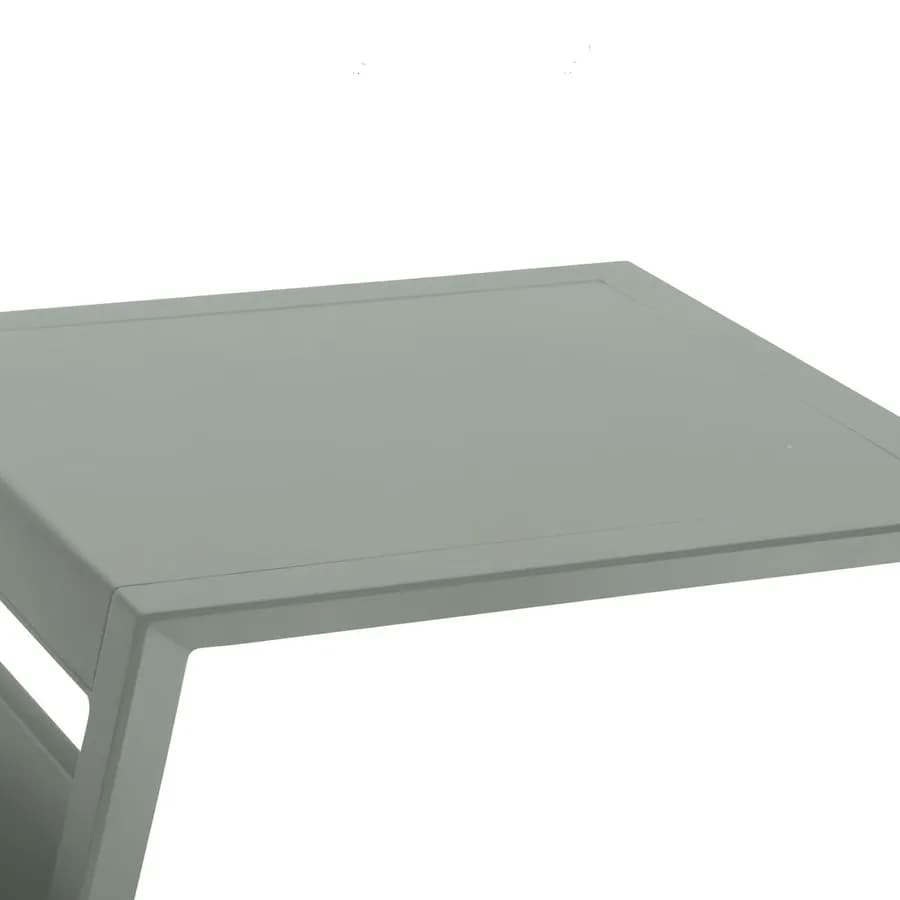 Tavolino da esterno 44x44 cm in alluminio verde alloro con portariviste - Coza