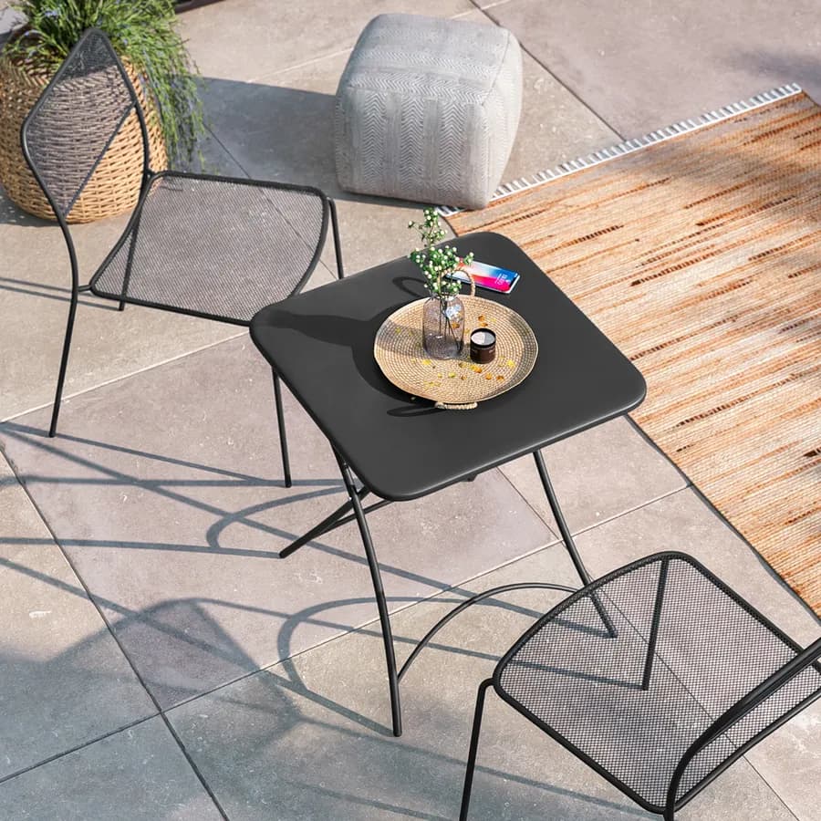 Tavolo da esterno pieghevole 60x60 in acciaio nero - Faber