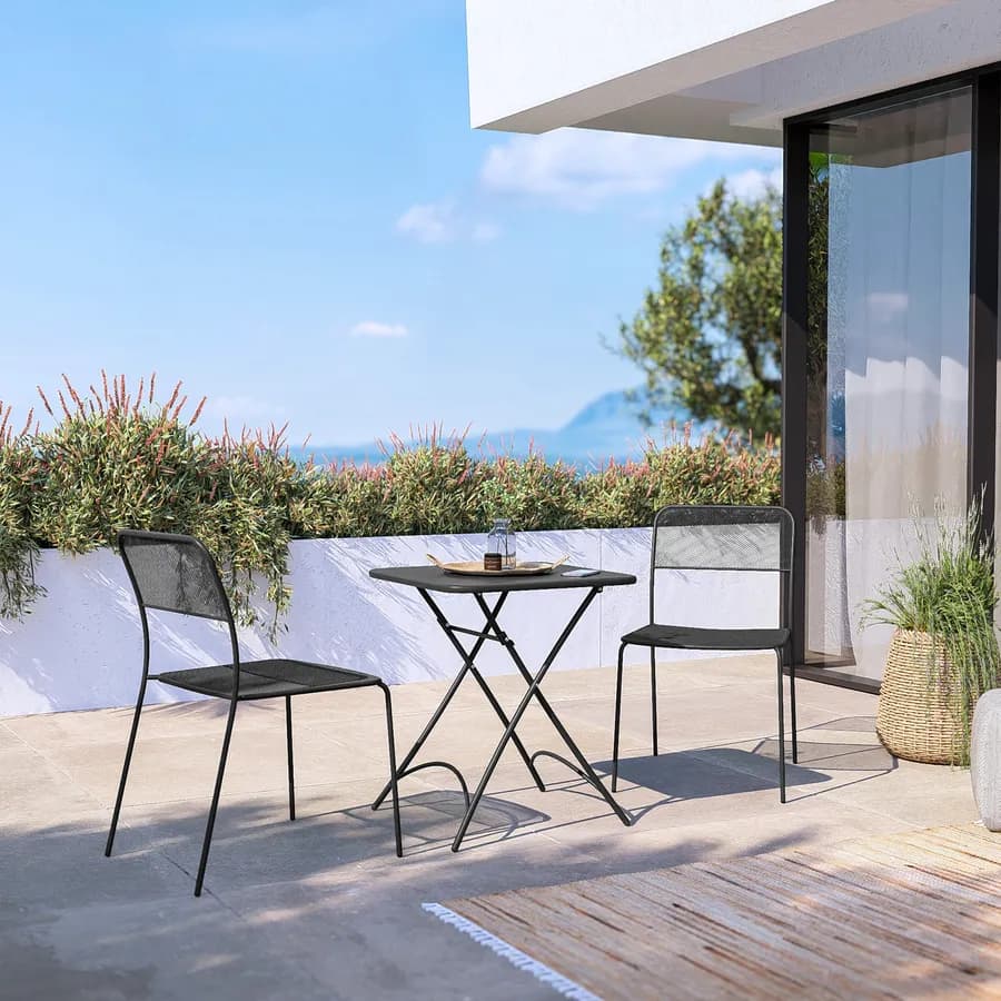 Tavolo da esterno pieghevole 60x60 in acciaio nero - Faber