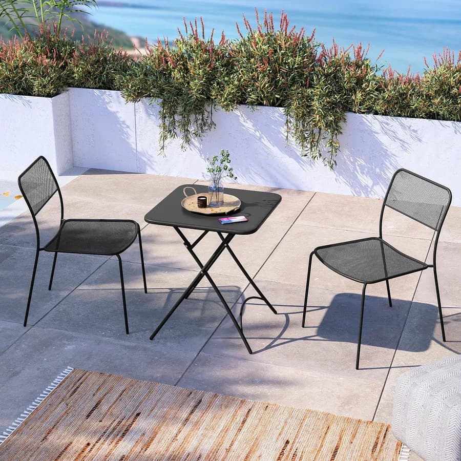 Tavolo da esterno pieghevole 60x60 in acciaio nero - Faber