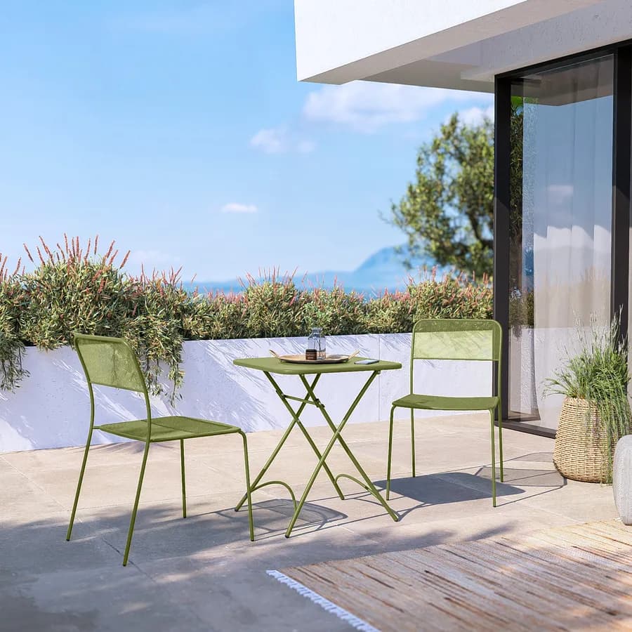 Tavolo da esterno pieghevole 60x60 in acciaio verde oliva - Faber