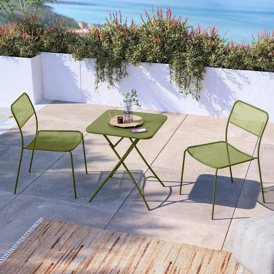 Tavolo da esterno pieghevole 60x60 in acciaio verde oliva - Faber