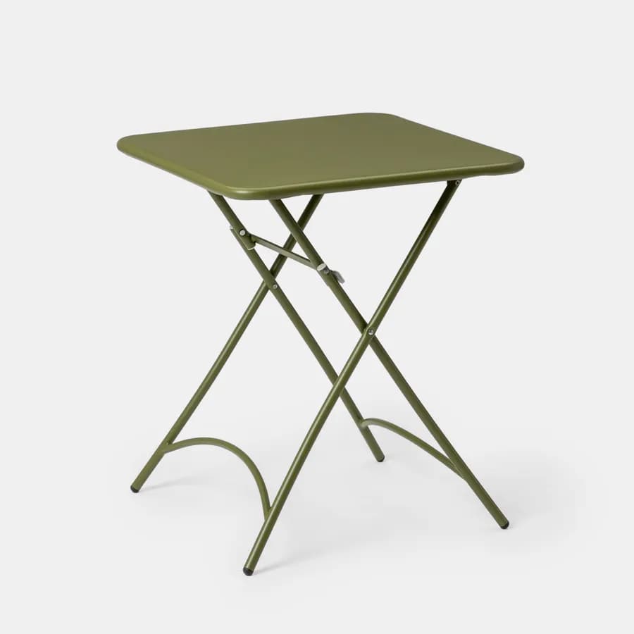 Tavolo da esterno pieghevole 60x60 in acciaio verde oliva - Faber