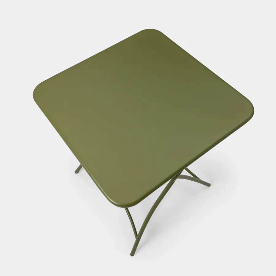 Tavolo da esterno pieghevole 60x60 in acciaio verde oliva - Faber