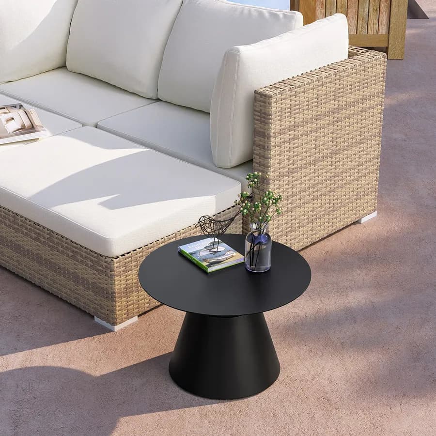 Tavolino da esterno rotondo 50 cm in alluminio antracite opaco - Dagre