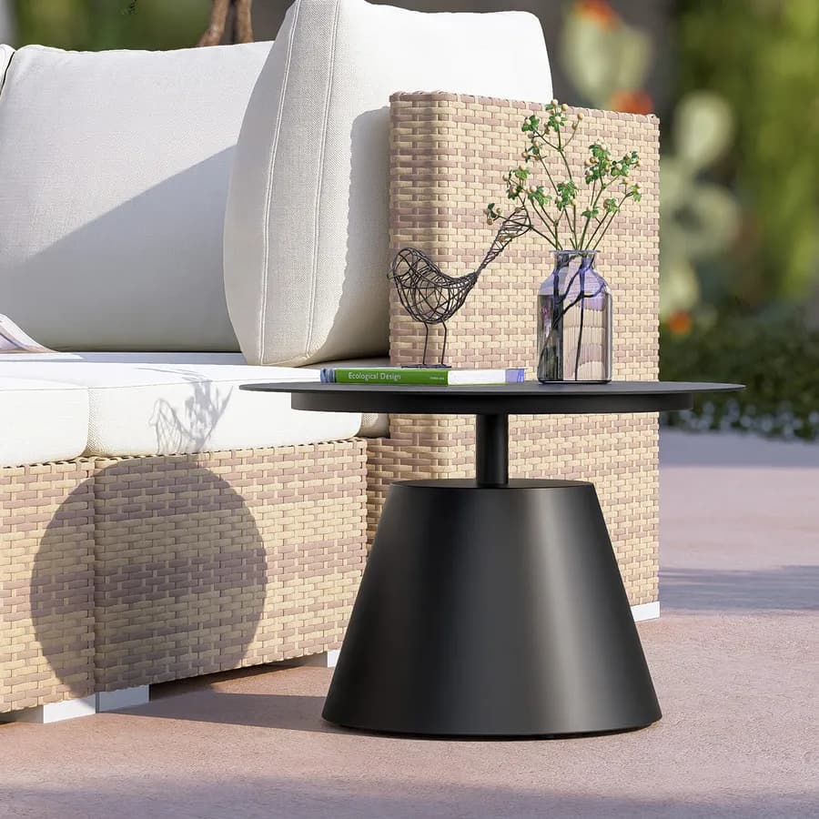 Tavolino da esterno rotondo 50 cm in alluminio antracite opaco - Dagre