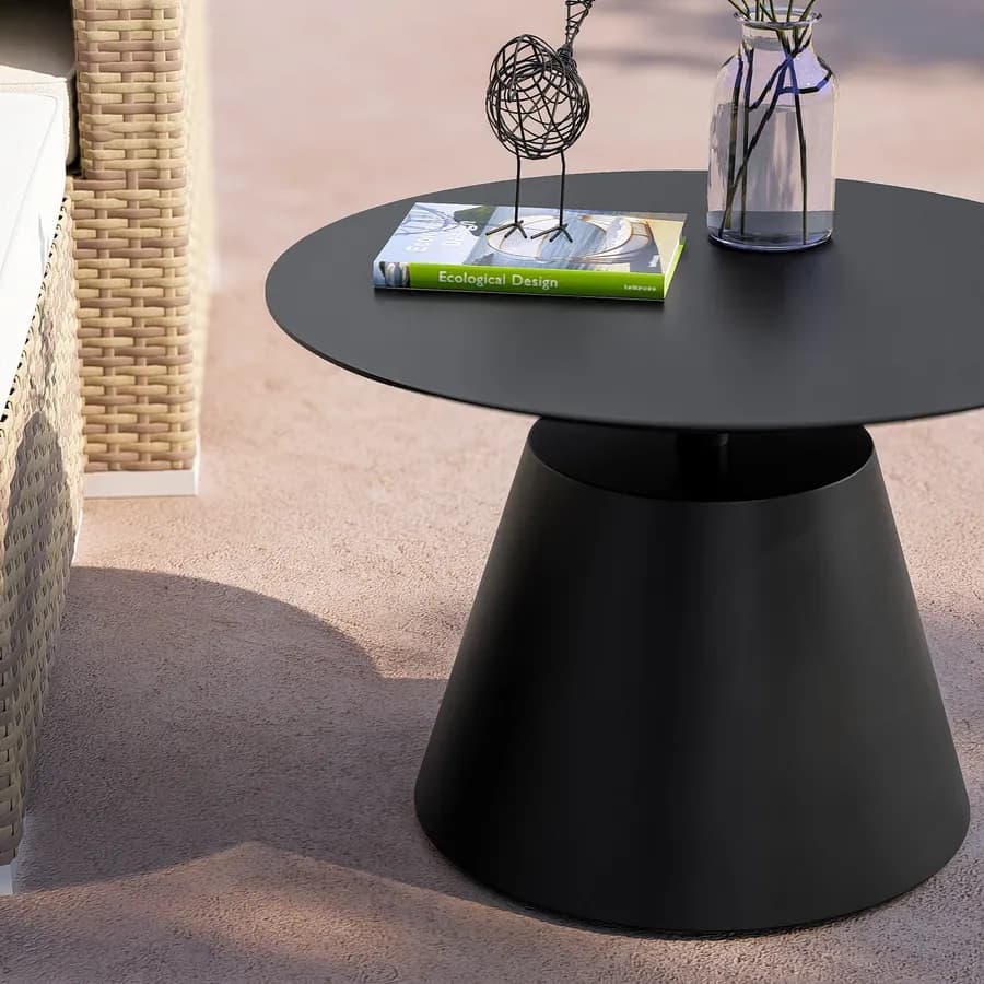 Tavolino da esterno rotondo 50 cm in alluminio antracite opaco - Dagre