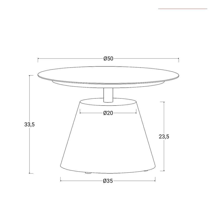 Tavolino da esterno rotondo 50 cm in alluminio bianco opaco - Dagre