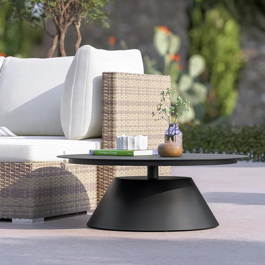 Tavolino da esterno rotondo 80 cm in alluminio antracite opaco - Dagre