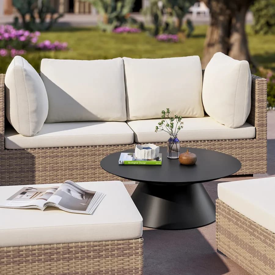 Tavolino da esterno rotondo 80 cm in alluminio antracite opaco - Dagre