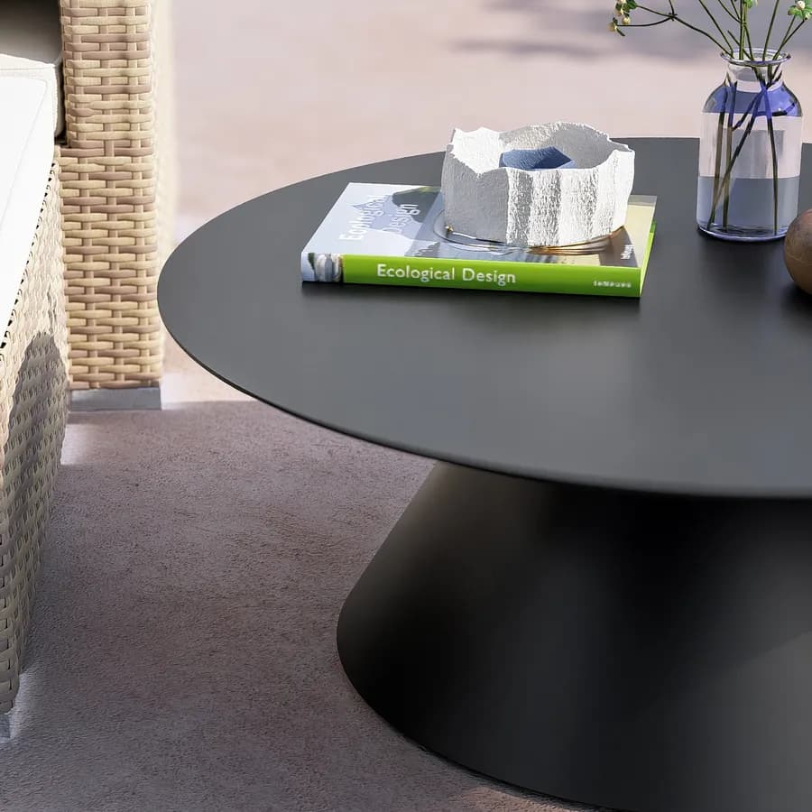 Tavolino da esterno rotondo 80 cm in alluminio antracite opaco - Dagre