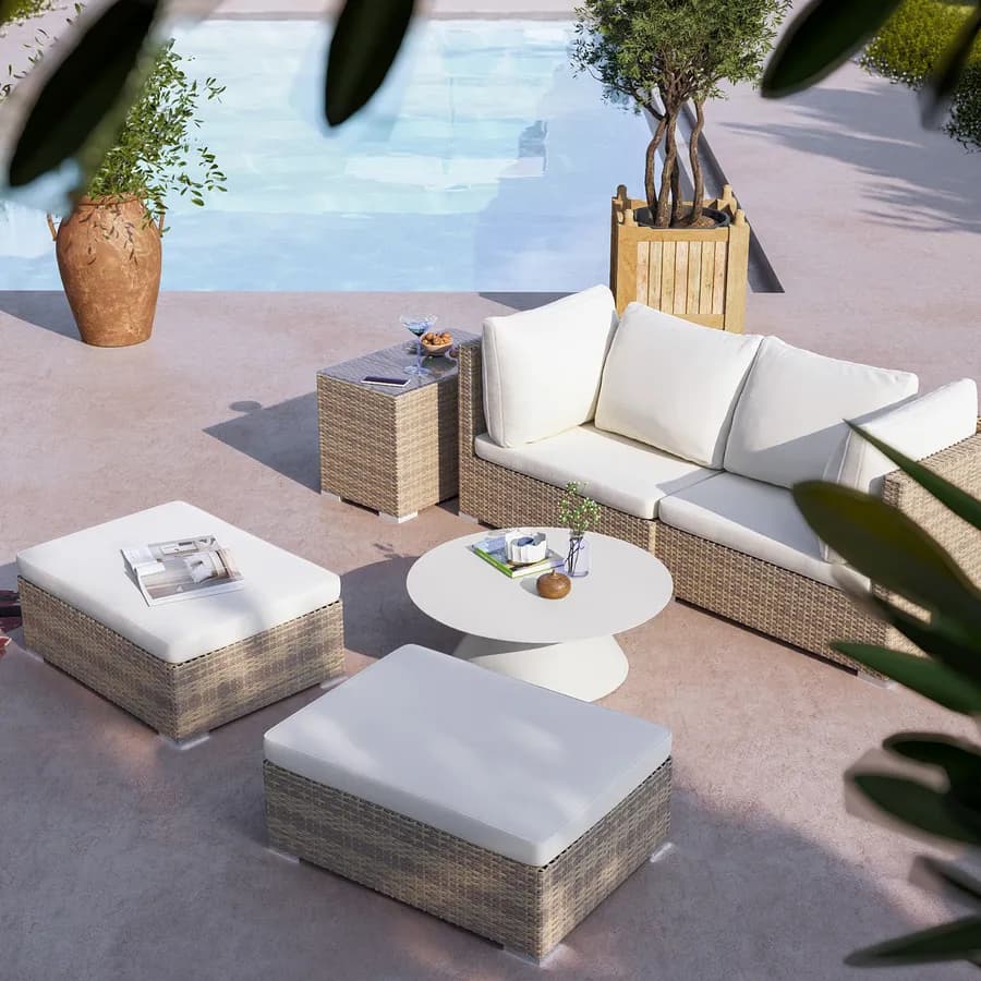 Tavolino da esterno rotondo 80 cm in alluminio bianco opaco - Dagre