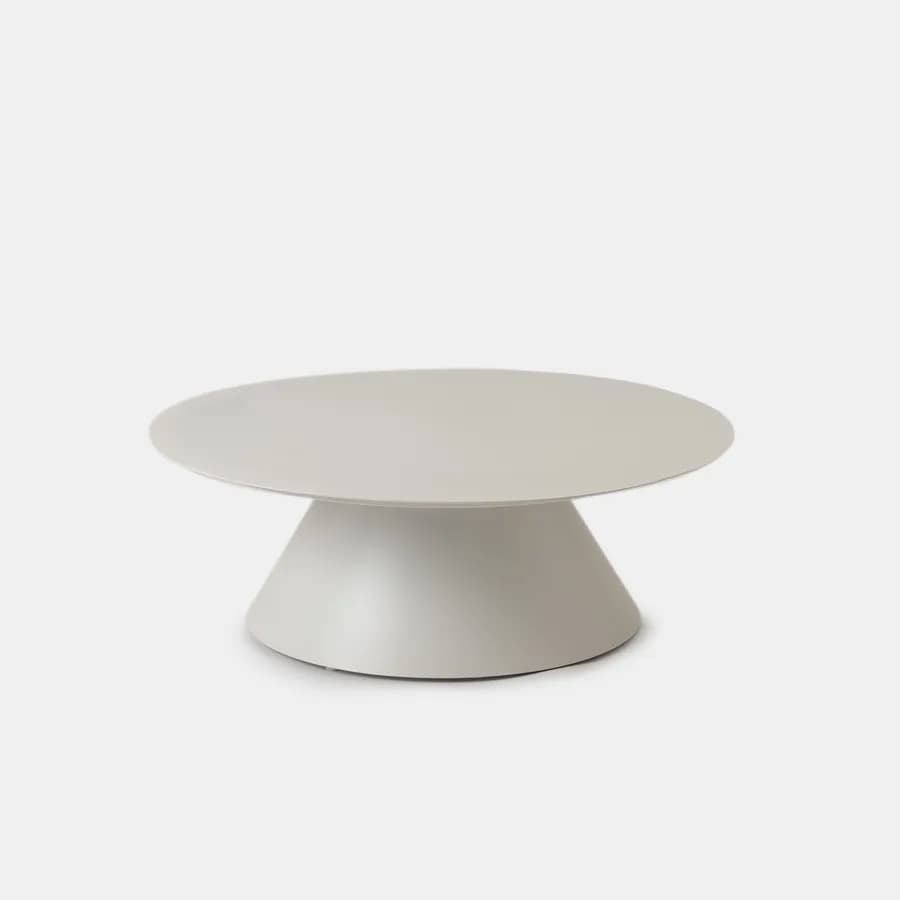 Tavolino da esterno rotondo 80 cm in alluminio bianco opaco - Dagre